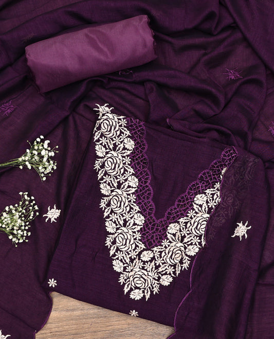 Dark Violet Material Chudidar Set