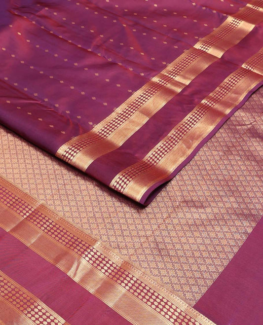 Wine zari buttas Vasundhara silk mix saree, traditional zari rettai pettu border & jaal pallu