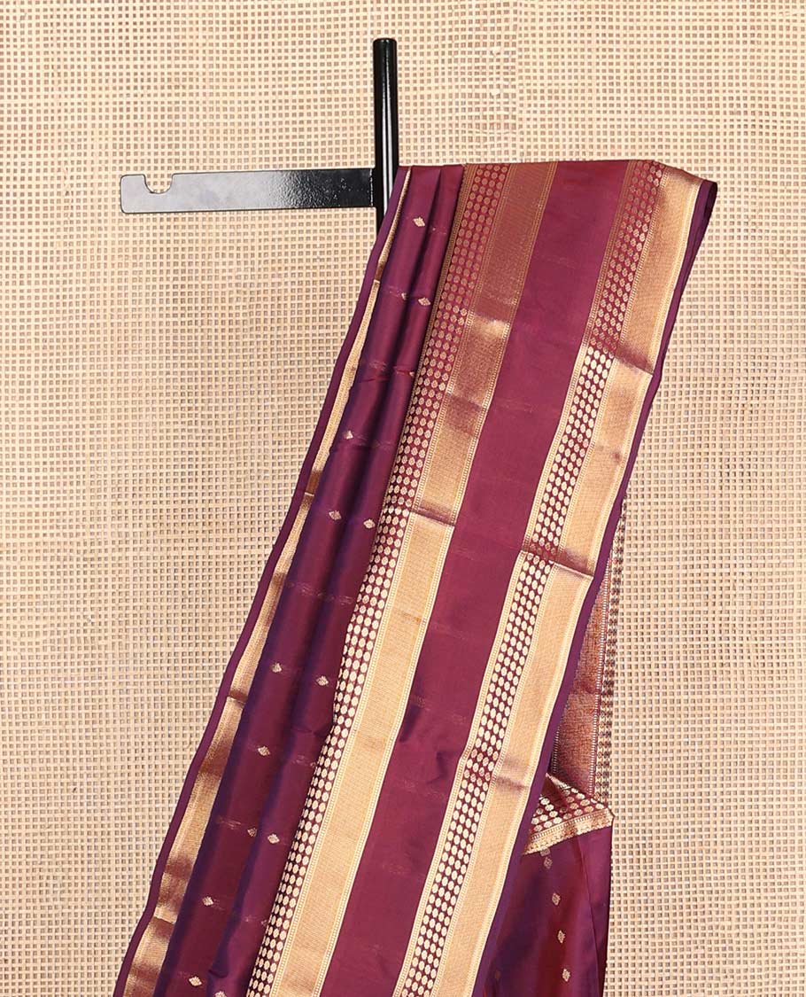 Wine zari buttas Vasundhara silk mix saree, traditional zari rettai pettu border & jaal pallu