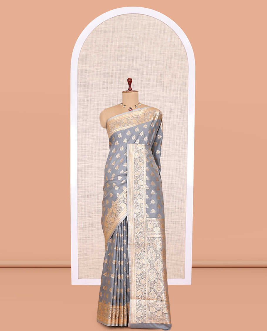 Grey Banaras Nylon Saree