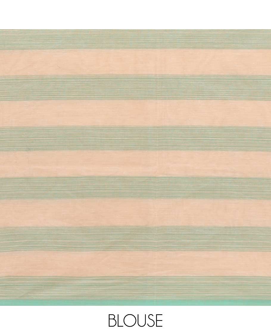 Borderless multi-color checked and chakram buttas Coimbatore cotton saree, pallu steeped with circular motifs