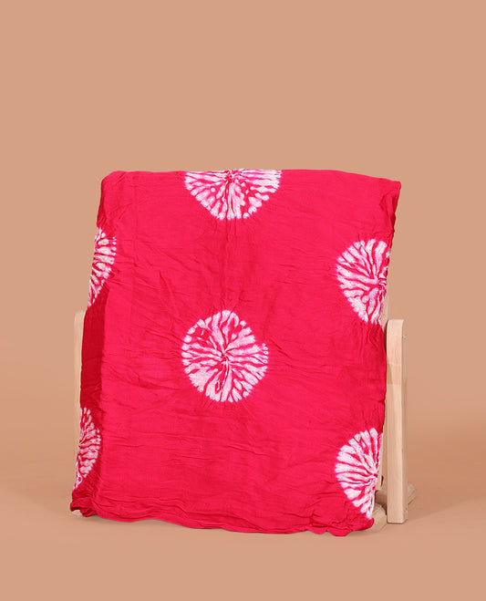 Borderless Pink Bandhani Dola Silk Saree