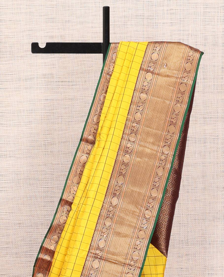 Yellow-Coffee Brown Vasundhara Silk Saree