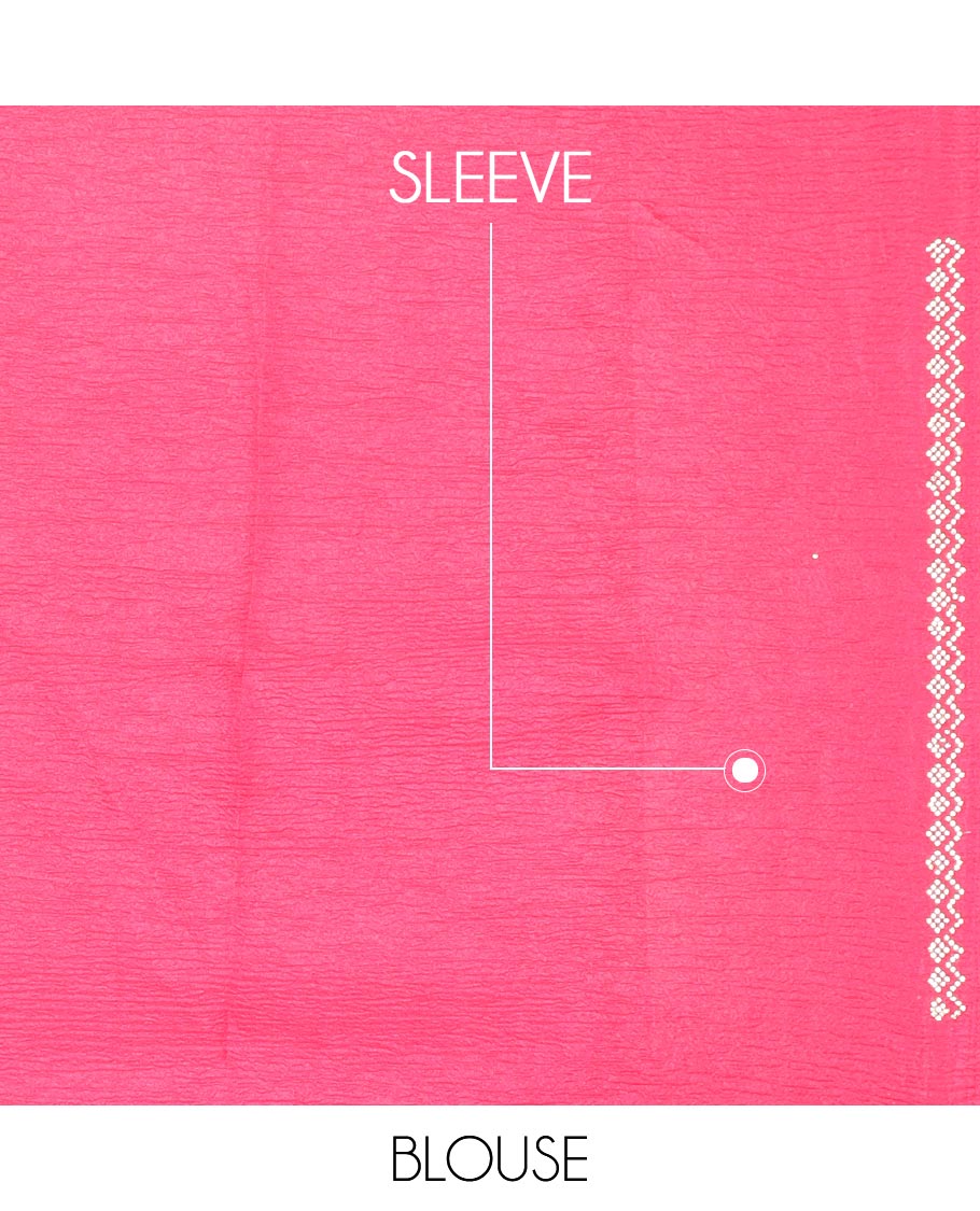 Pink floral-shaped Swarovski stone embroidery designer crushed saree, Swarovski stone embroidery border