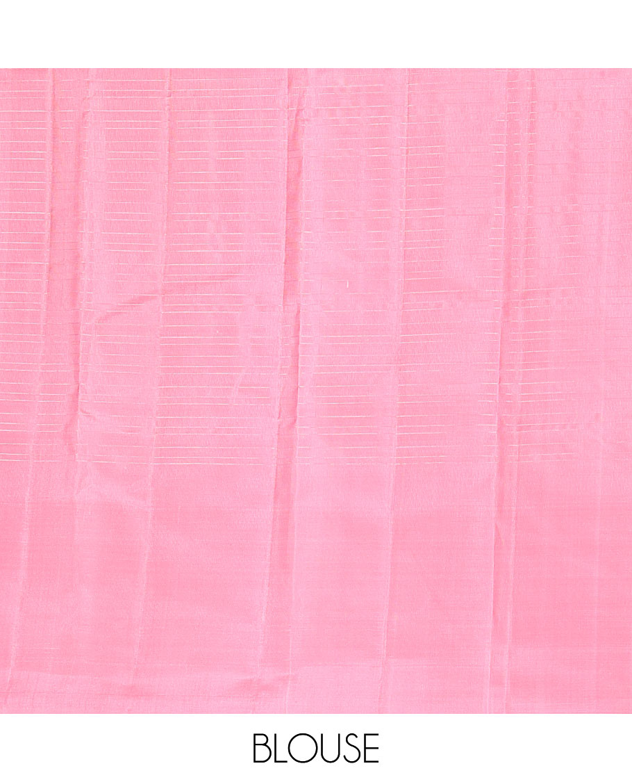 Brown checked and mayil buttas Kanchipuram silk saree, contrast pallu of mayil, and jaal designs