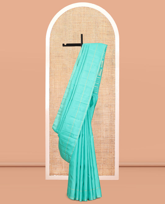 Blue Vasundhara Lite Silk Mix Saree, Bedecked with Zari Buttas, a Bodi Border, Pallu of Seppu Rekku, and a Matching Blouse