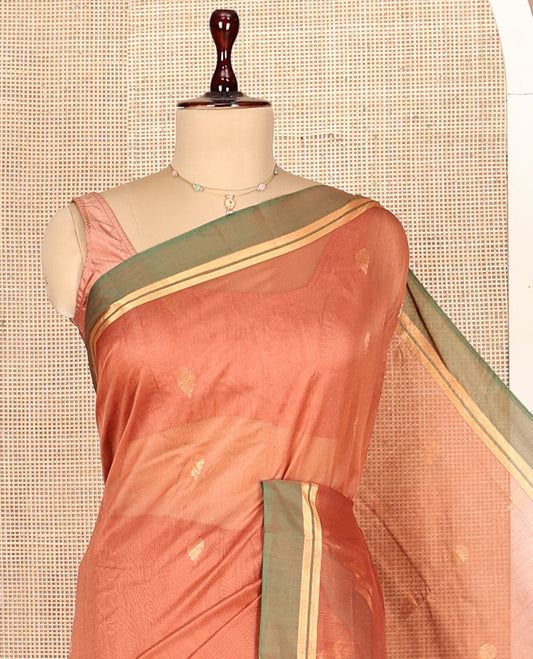 Dark Peach Silk Cotton Saree