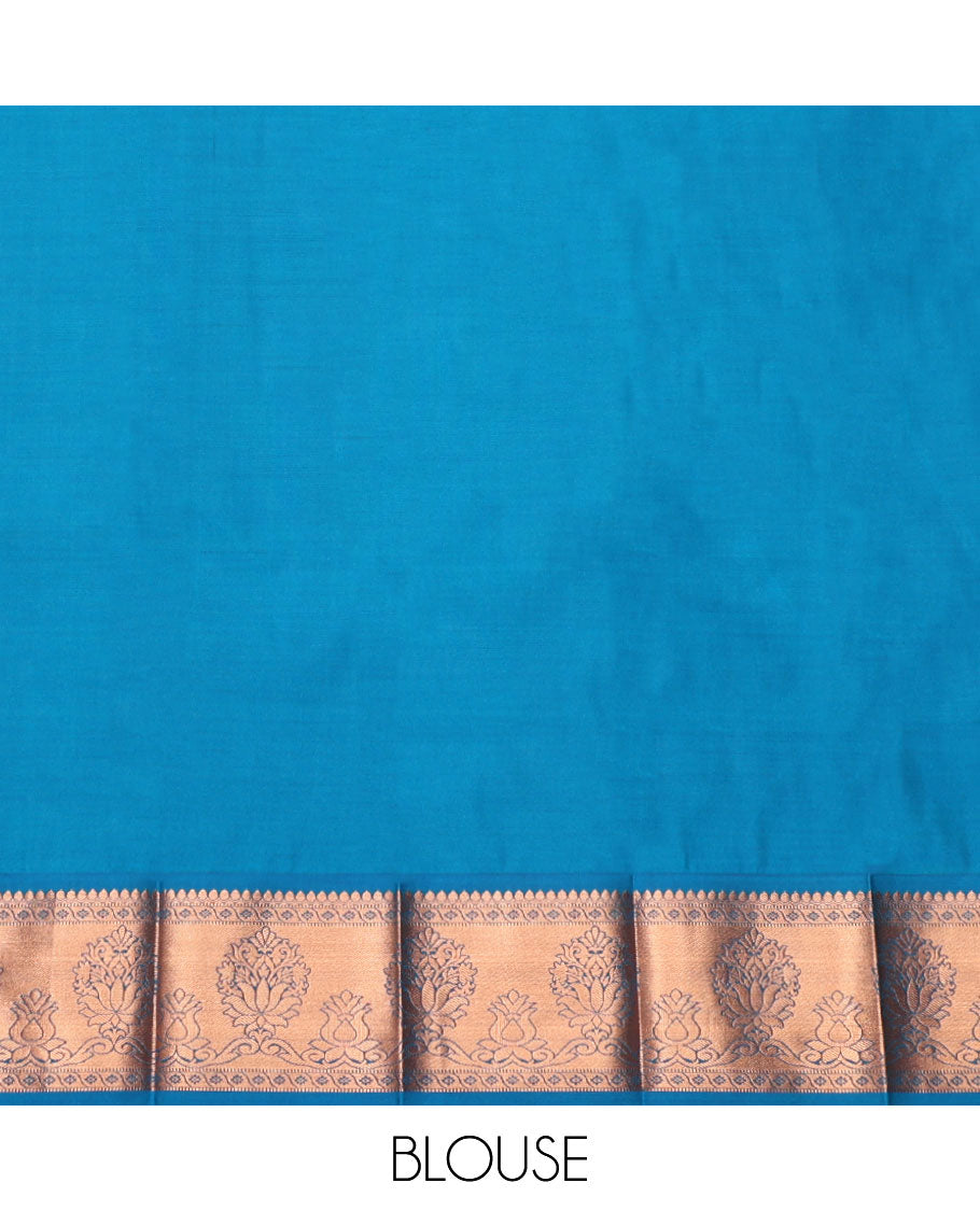 Peach Budget Silk Saree Featuring Jacquard, Complemented by Contrast Traditional Zari Border, Grand Jaal Pallu, and a Contrast Blouse