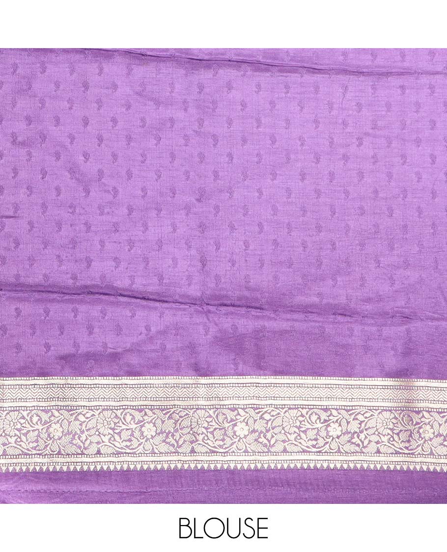 purple paisley motifs mushru silk saree with self paisley motifs border & intraicate zari border