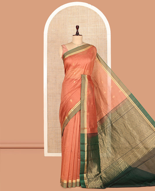 Dark Peach Silk Cotton Saree