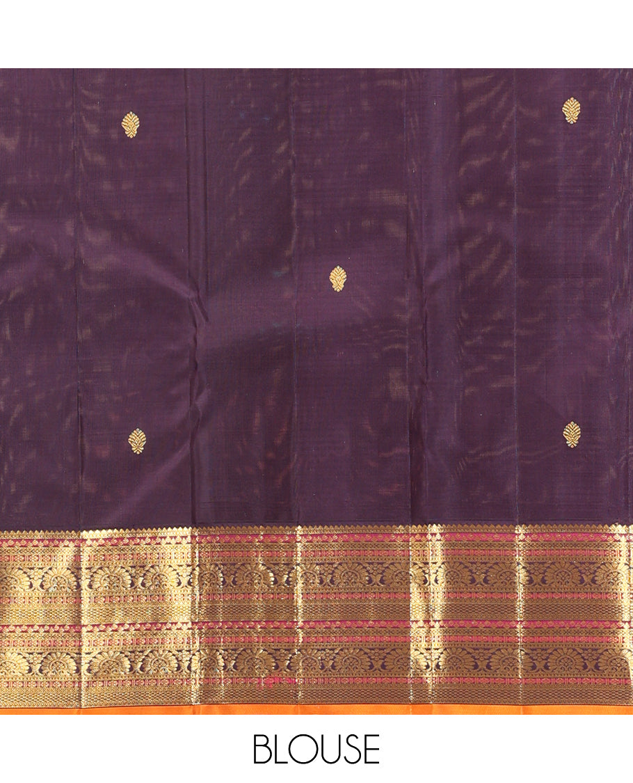 Pink Kasa-Kasa Checked Kanchipuram Silk Saree, Adorned with Zari Buttas, Complemented by a Contrast Border of Rekku, Muthu, Thilakam, Kamalam, and Mayil Kann Designs, Grand Pallu, and a Contrast Blouse