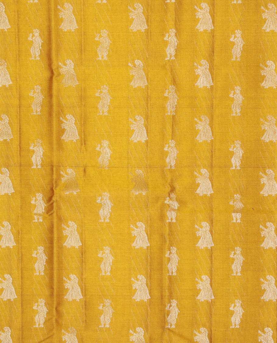 Mustard Pure Silk Navarathna Pavadai Material Set