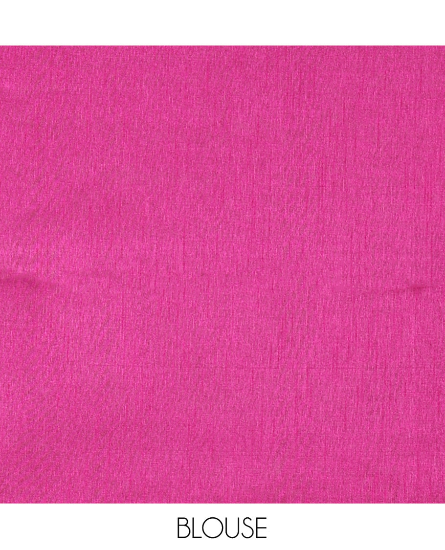 Borderless Pale Purple Semi-Raw Silk Saree, Ornamented with Muthu Stripes on Its Body, Complemented by a Contrast Zari Striped Pallu, and Paired with a Contrast Blouse