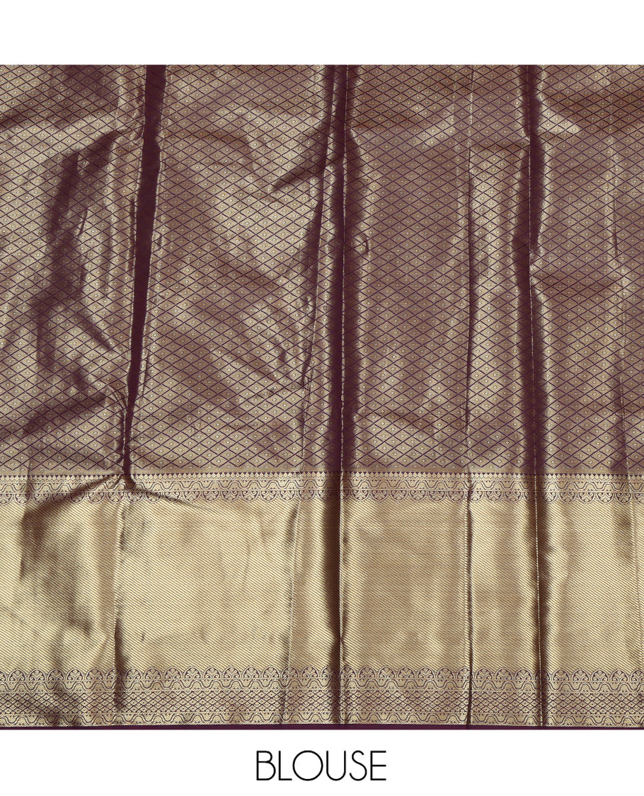 Green Art Silk Pavadai Material, Bedecked with Jacquard Design, Contrast Floral Zari Design Border, and Comes with a Contrast Blouse