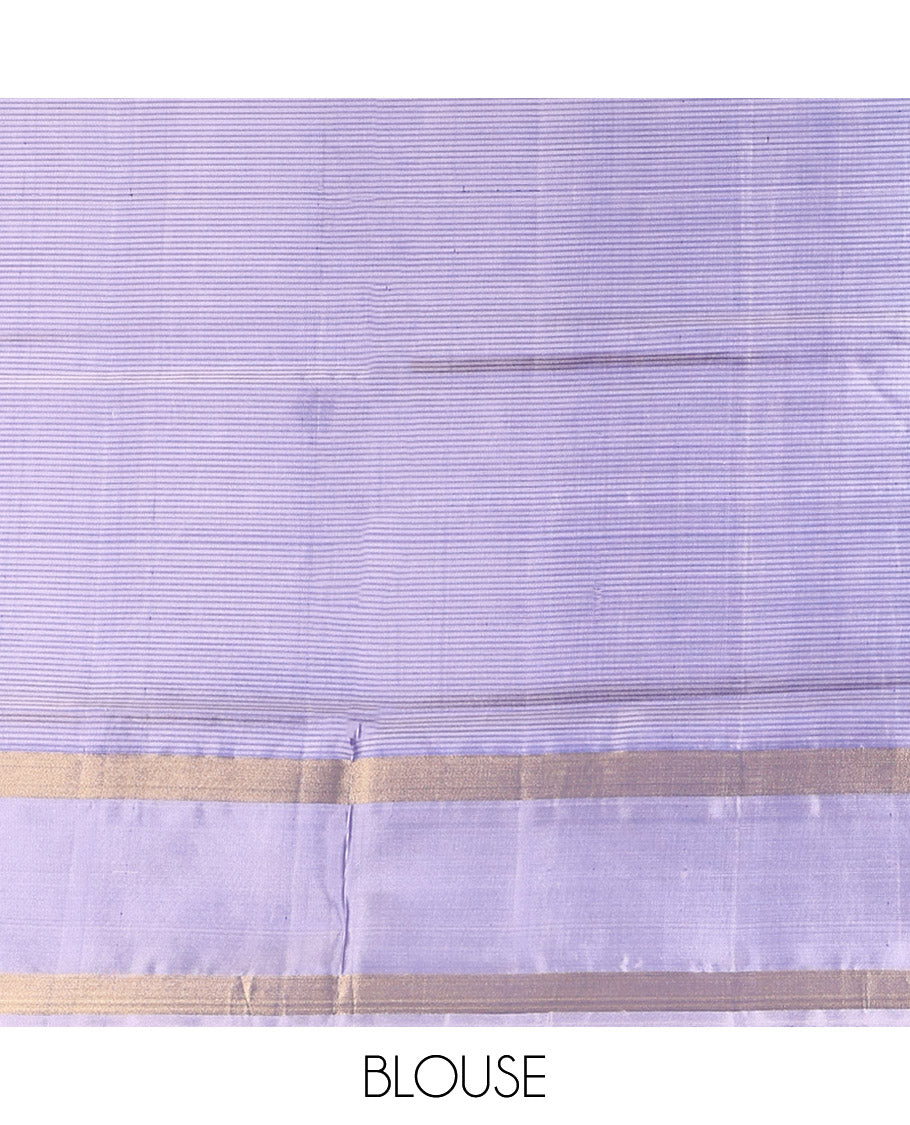 Blue Mayuri Lite Silk Mix Saree, Majestically Detailed with Buttas and Stripes, Complemented by Contrast Unique Design Border, Sparsely Woven Pallu, and Contrast Blouse