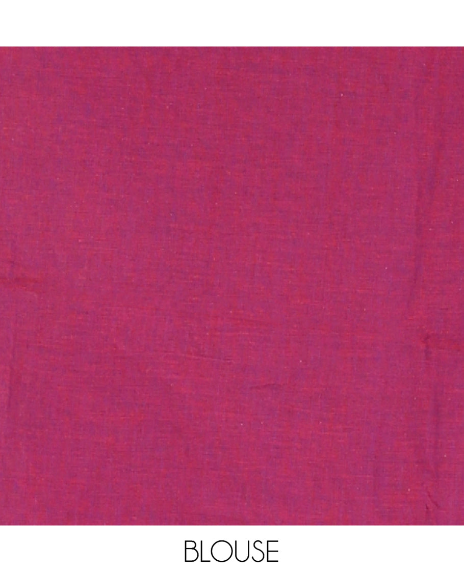 Borderless Onion Pink Khadi Mul Cotton Saree, Mesmerized with Kambi Kolam Motifs, Self-Pallu of Kambi Kolam, and No Blouse