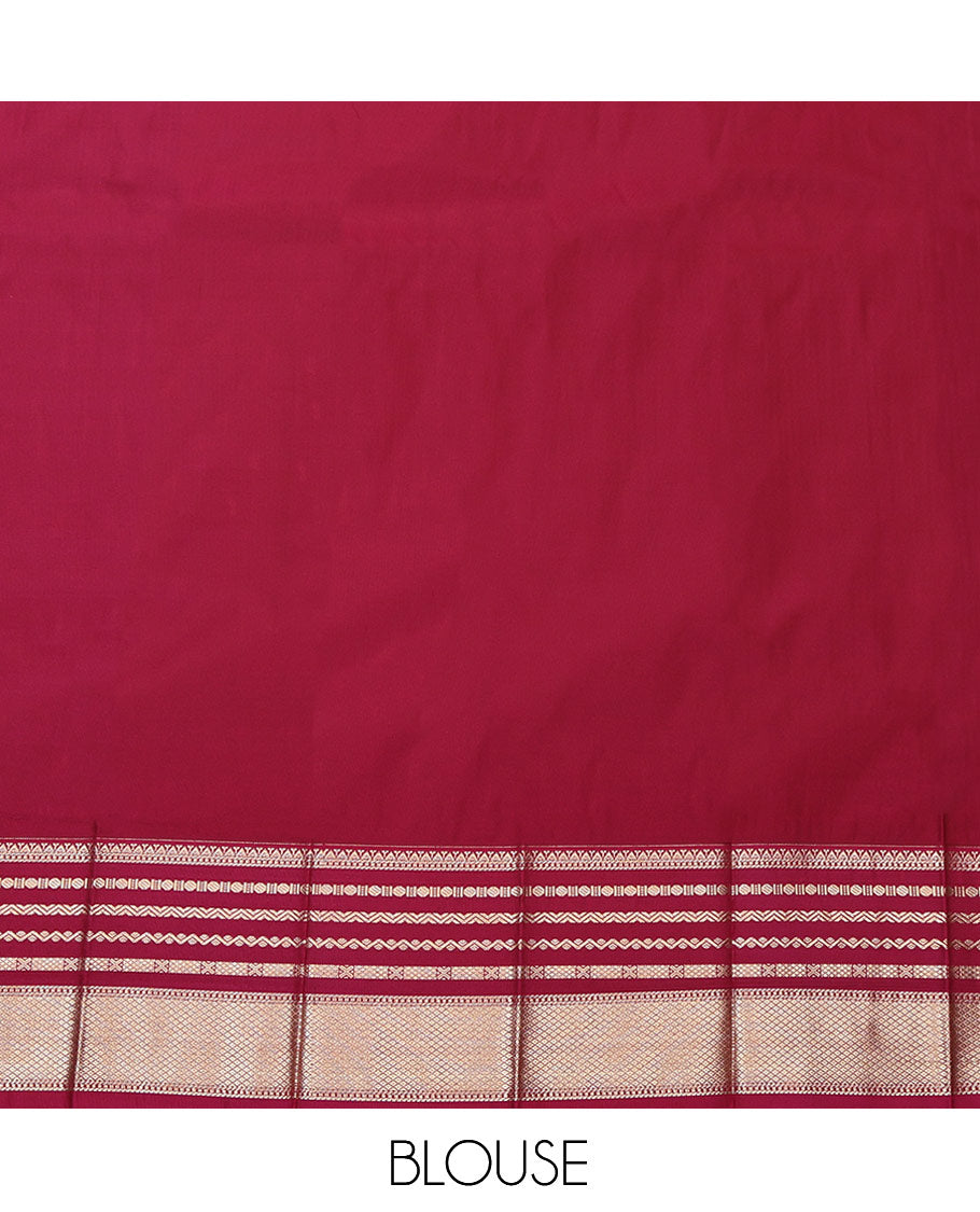 Purple Budget Silk Saree, Steeped with Zari Buttas, Complemented by a Contrast Traditional Border, Grand Pallu, and Contrast Blouse