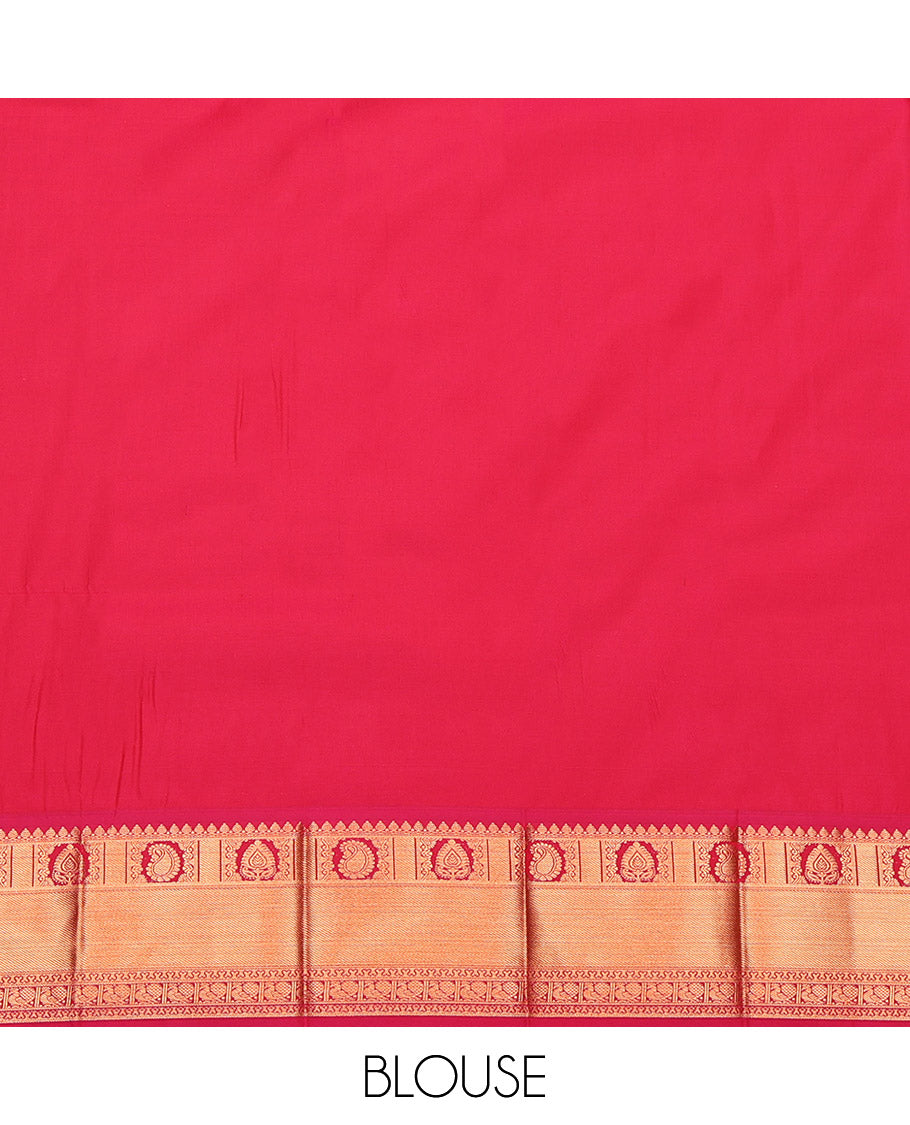 Blue Budget Silk Saree, Ornamented With Jacquard Design, Complemented by Contrast Traditional Zari Border, Grand Pallu and a Contrast Blouse