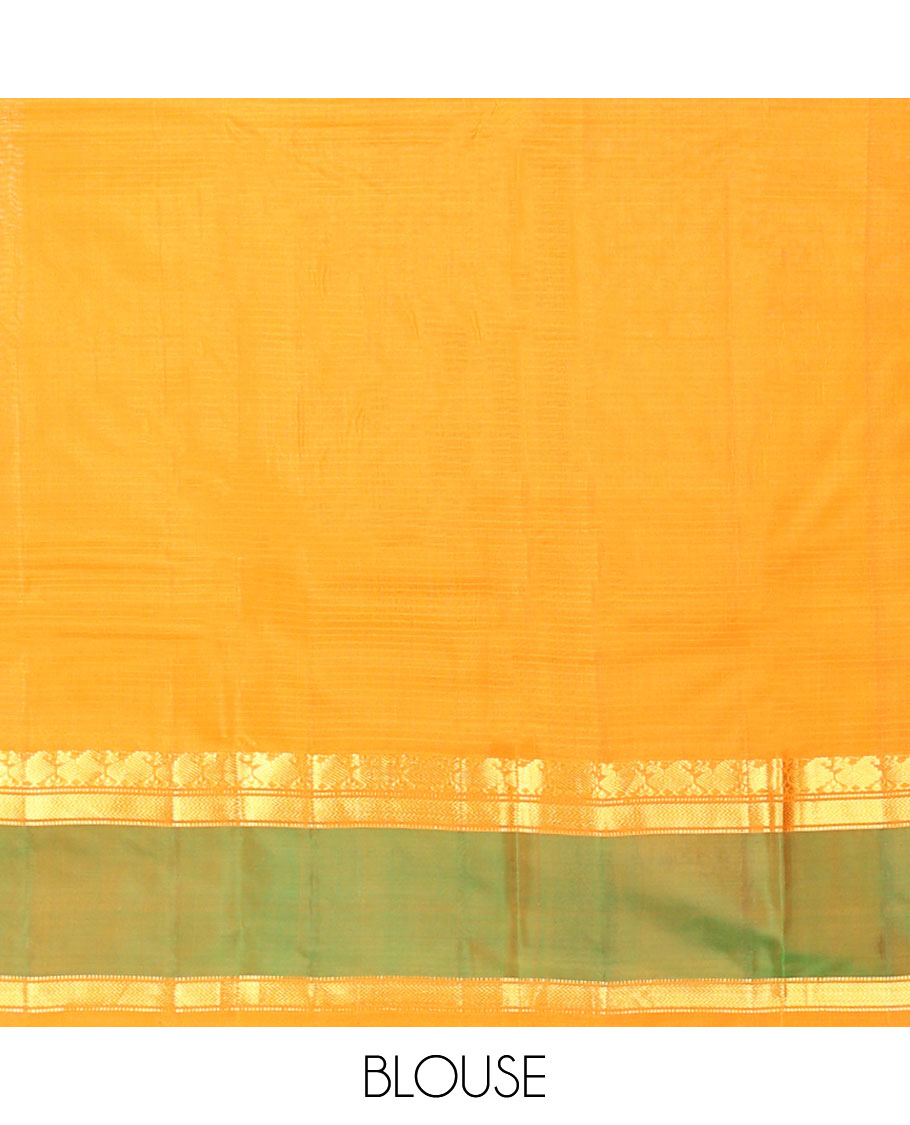 Mustasd striped kancheepuram silk saree with contrast intricate zari design border & striped pallu