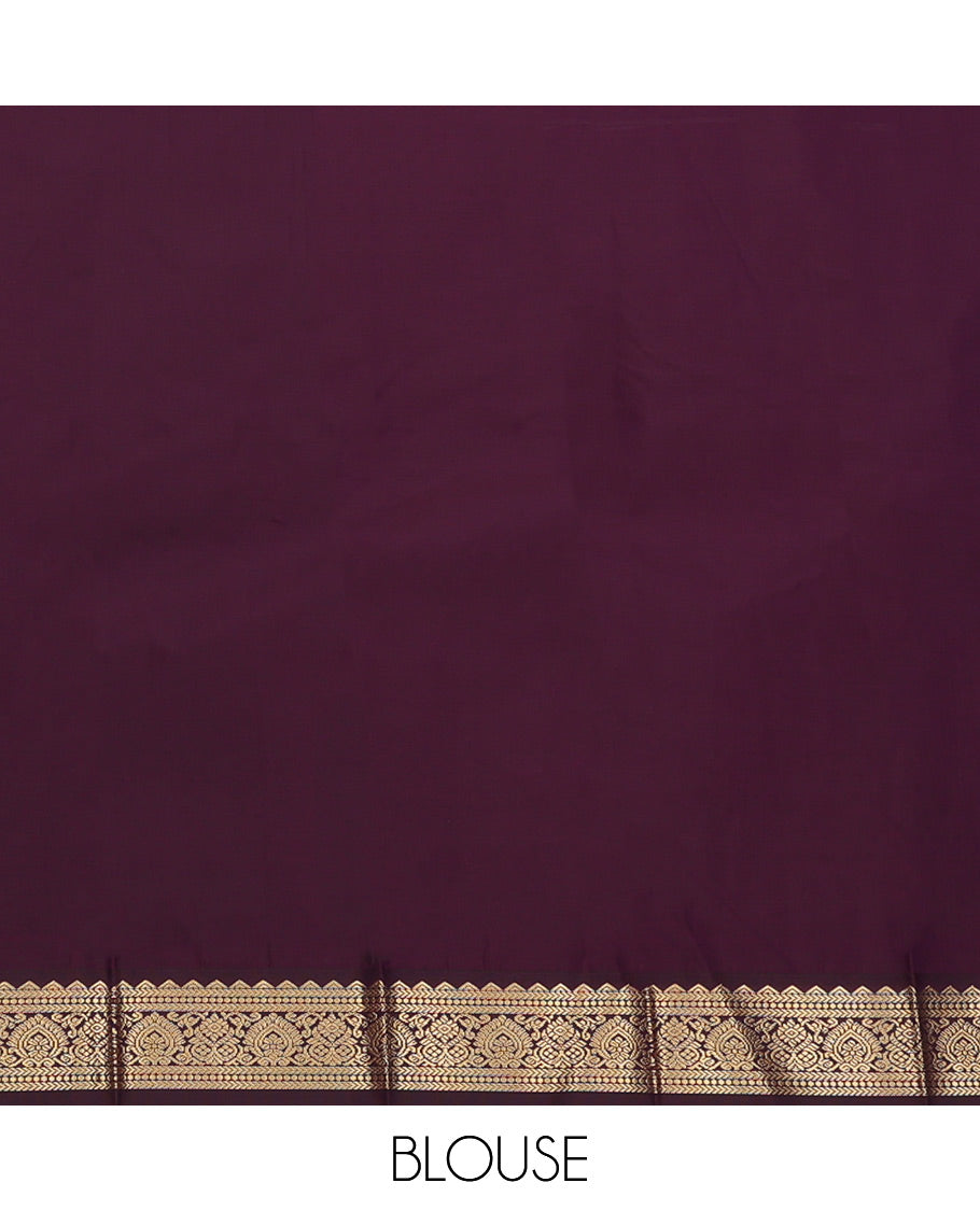 Orange Budget Silk Saree, Richly Detailed with Zari Buttas and Checks, Complemented by a Contrast Traditional Zari Border, Jaal Pallu, and Contrast Blouse