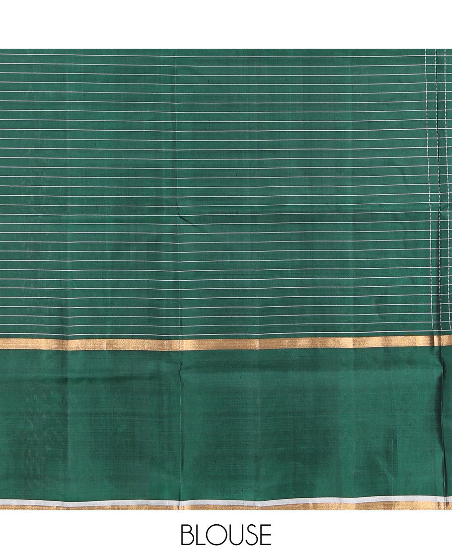 Green Mayuri Lite Silk Mix Saree, Finely Crafted with Buttas and Checks, a Self-Border, Pallu of Intricate Designs, and a Matching Blouse