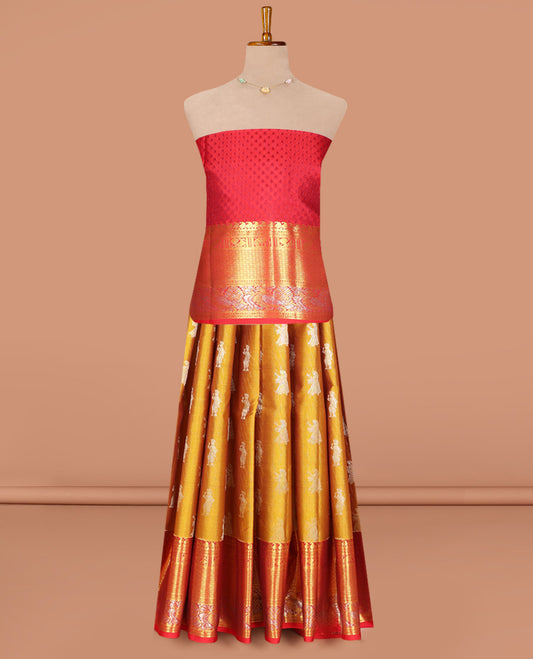 Mustard Pure Silk Navarathna Pavadai Material Set