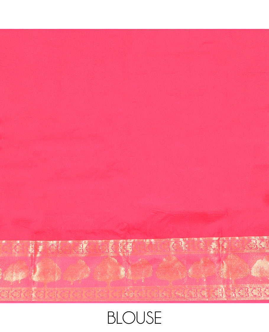 Blue Budget Silk Saree, Elevated with Zari Designs, Complemented by Contrast Traditional Zari Border, Pallu of Intricate Designs, and Contrast Blouse