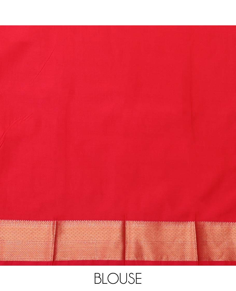 Blue Budget Silk Saree, Enriched with Zari Buttas and Stripes All Over Its Body, Complemented by Contrast Traditional Zari Designs Rettai Pettu Border, Grand Jaal Pallu and Paired with a Contrast Blouse