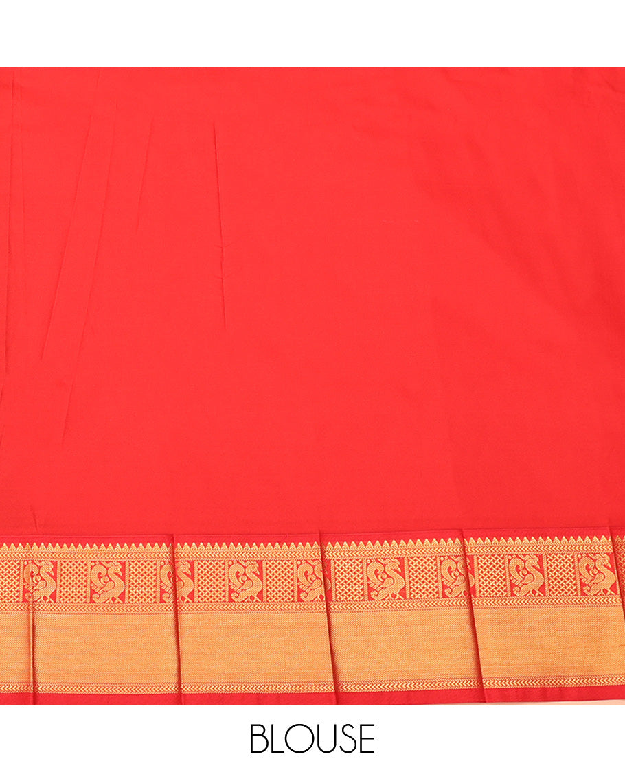 Brown Budget Silk Saree, Accentuated With Zari Butta Enclosed Checks On Its Body, Complemented by Contrast Traditional Zari Designs Woven Border, Grand Jaal Pallu and Paired with a Contrast Blouse
