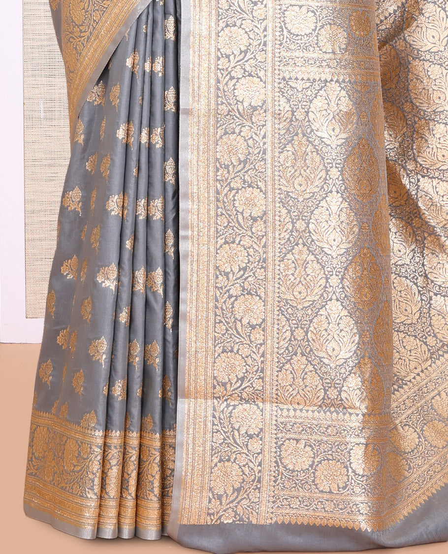 Grey Banaras Nylon Saree