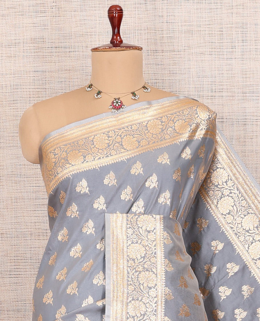 Grey Banaras Nylon Saree