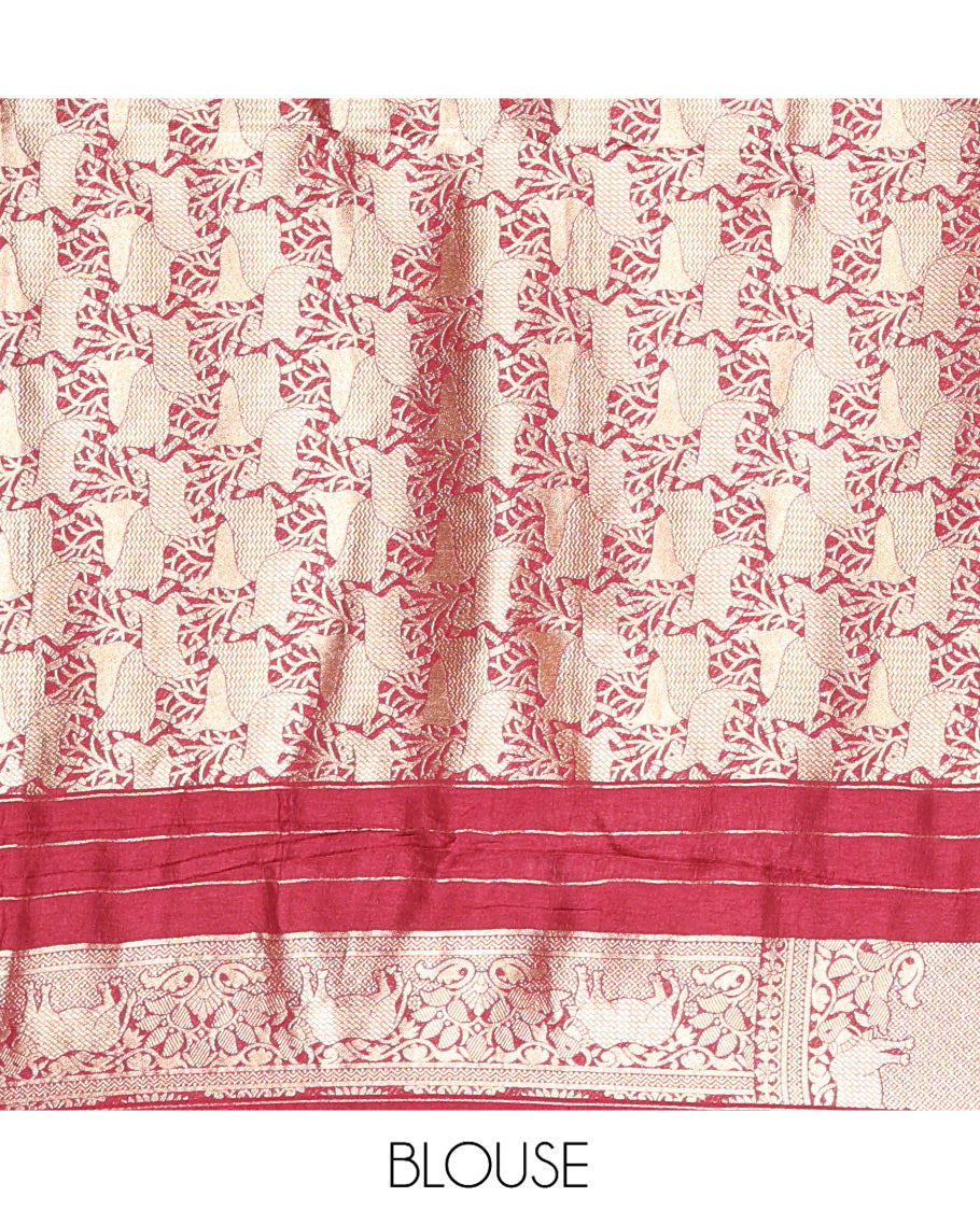 Rani Pink Semi Raw Silk Saree