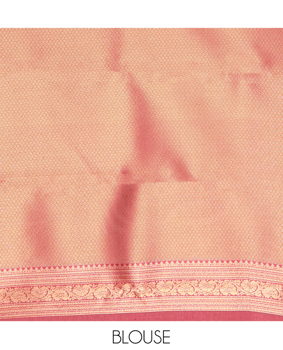 Cream-Maroon Embossed Art Kanchi Silk Saree, a Contrast Traditional Zari Border, Grand Jaal Pallu, and a Contrast Blouse