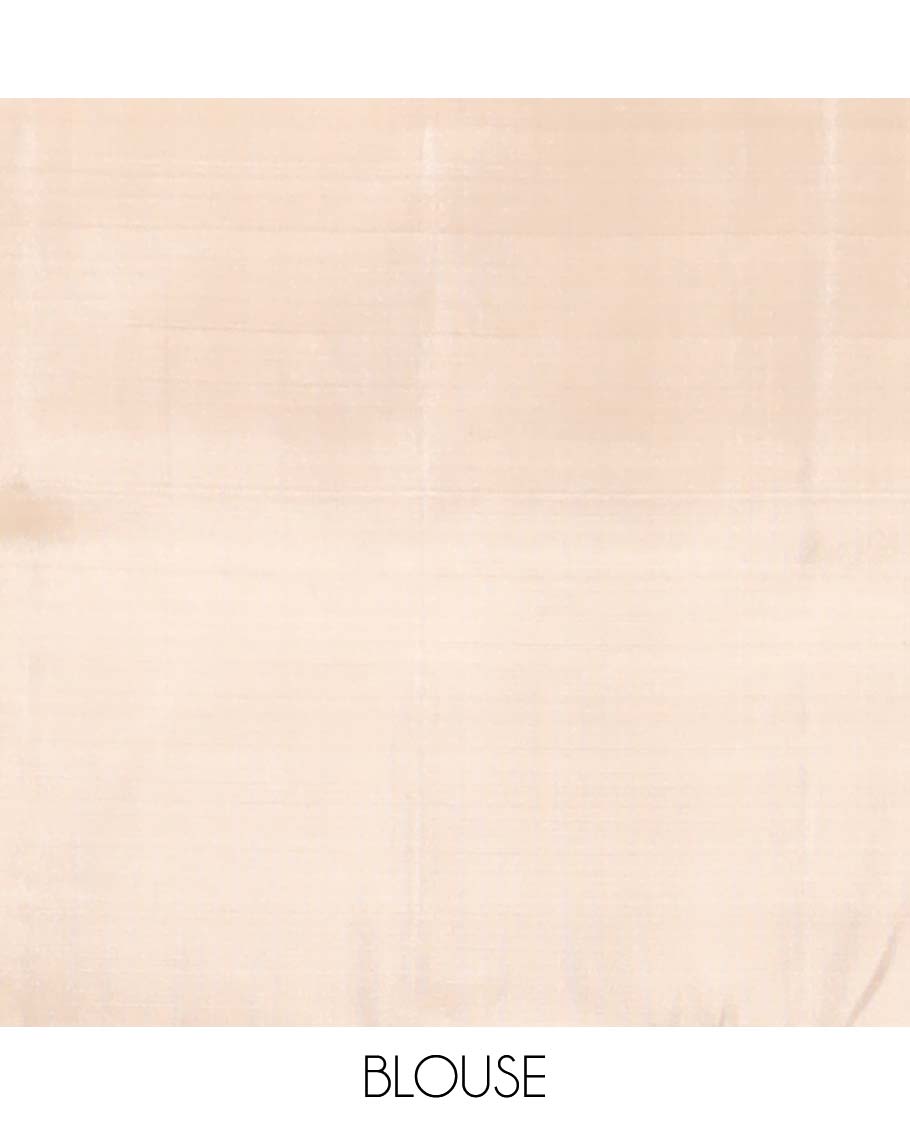 Cream small buttas soft silk saree with self zari design border & pallu of argyle pattern