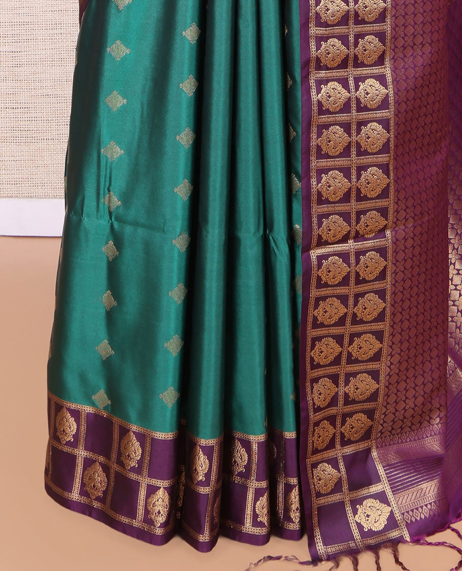 Green Checked Border Budget Silk Saree