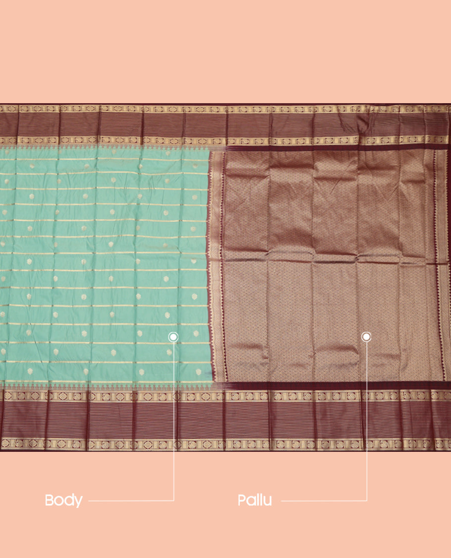 Blue Contrast Zari Stripes Budget Silk Saree