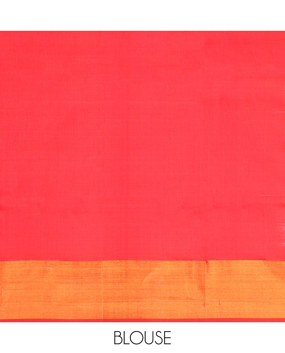 Red floral buttas uppada silk saree with contrast zari border & floral design pallu