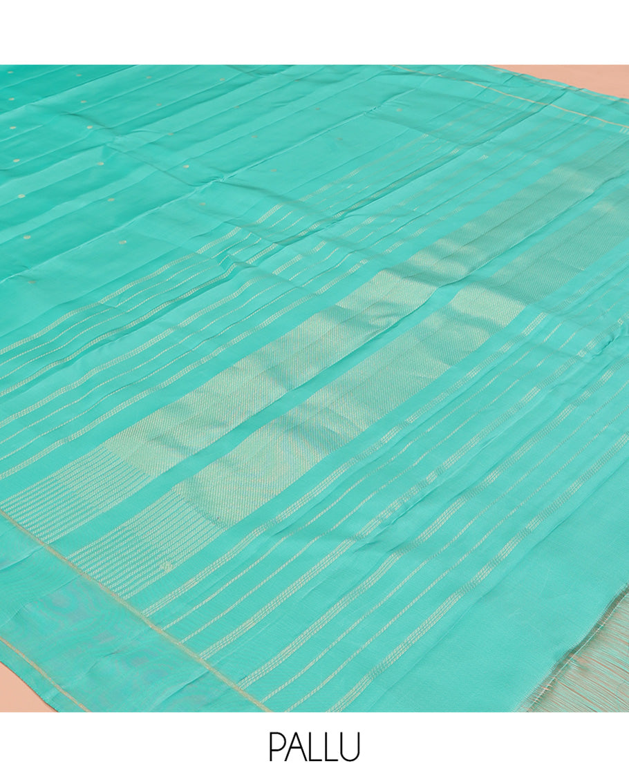 Blue Vasundhara Lite Silk Mix Saree, Bedecked with Zari Buttas, a Bodi Border, Pallu of Seppu Rekku, and a Matching Blouse