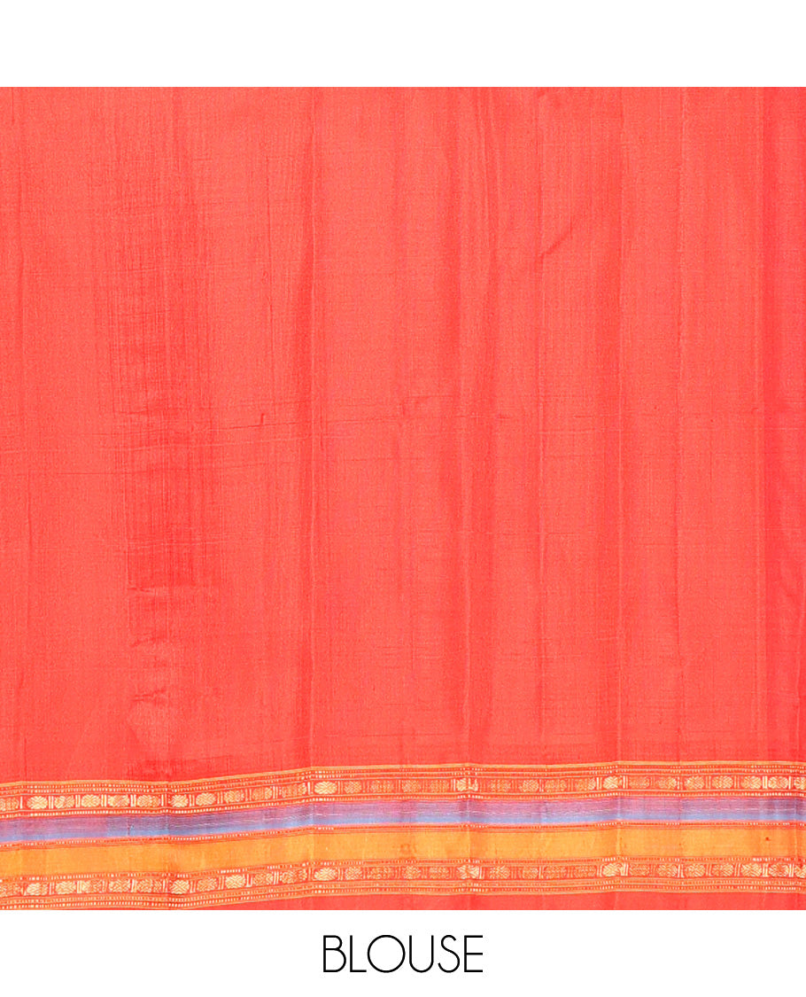 Black-White Gadwal Silk Saree