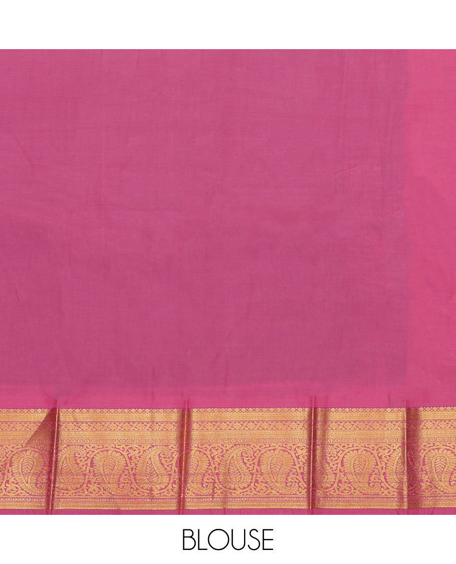 Maroon Budget Silk Saree, Elevated with Zari Buttas, Complemented by Contrast Traditional Zari Border, a Grand Pallu and a Contrast Blouse