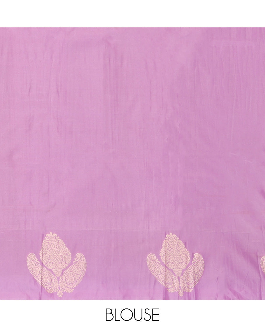 Maroon Budget Silk Saree, Adorned with Stripes and Buttas, Complemented by Contrast Zari Motif Border, a Grand Pallu and a Contrast Blouse