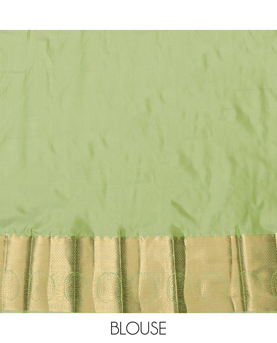 Rani Pink Budget Silk Saree, Bedecked with Zari Buttas, Contrast Traditional Zari Border, Grand Pallu, and a Contrast Blouse