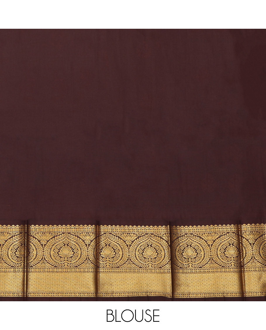 Green Budget Silk Saree, Adorned with Zari Buttas, a Contrast Traditional Zari Border, a Grand Pallu and a Contrast Blouse