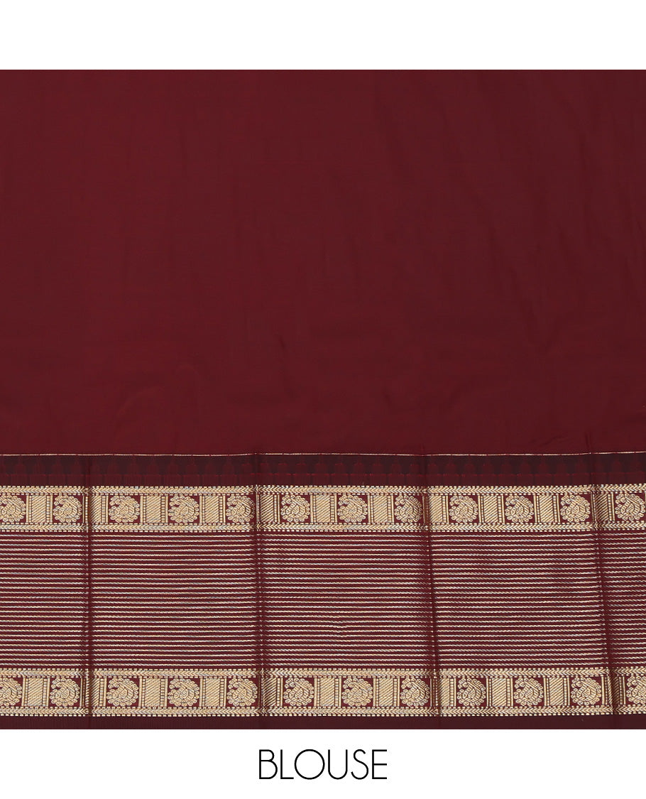 Blue Contrast Zari Stripes Budget Silk Saree