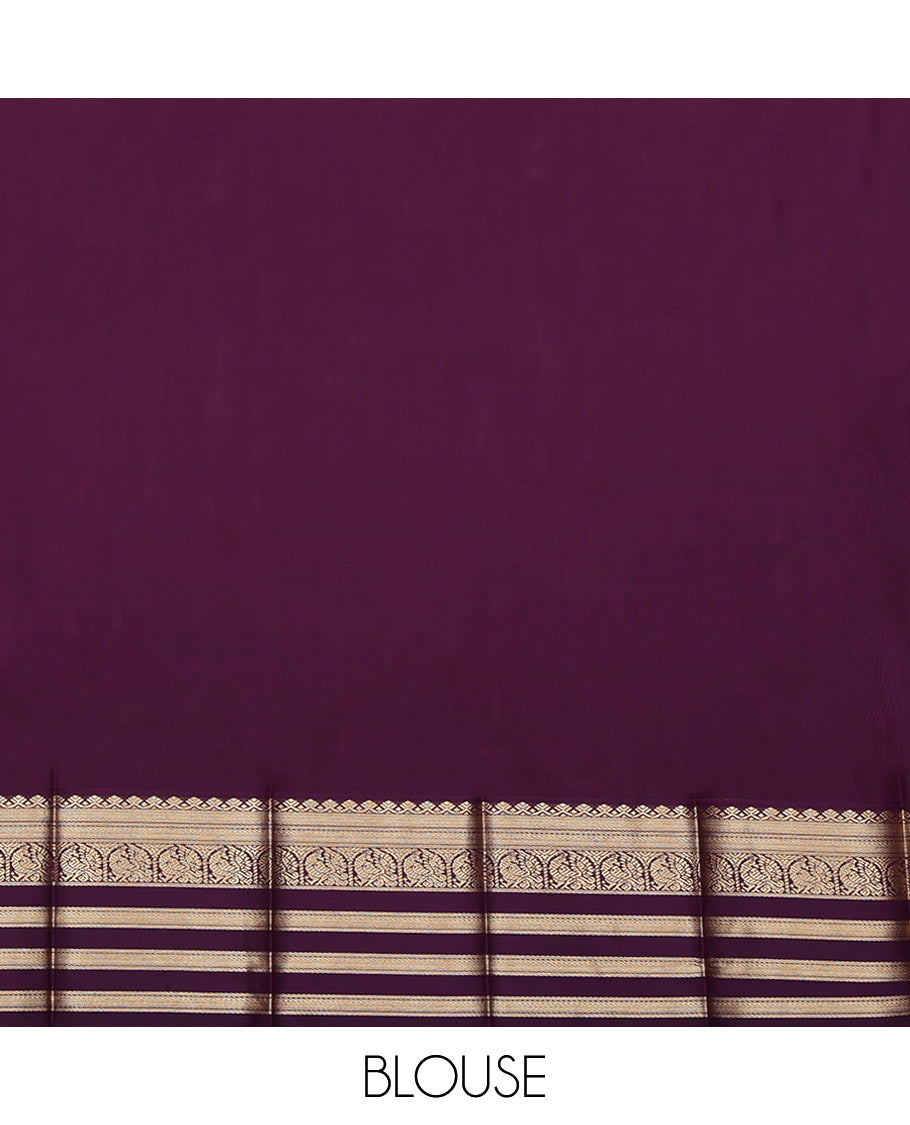 Dark Rust Budget Silk Saree, Finely Woven with Zari Buttas and Checked Design on Its Body, Complemented by a Contrast Traditional Zari Design Varisai Pettu Border, Pallu of Jaal Designs, and Paired with a Contrast Blouse