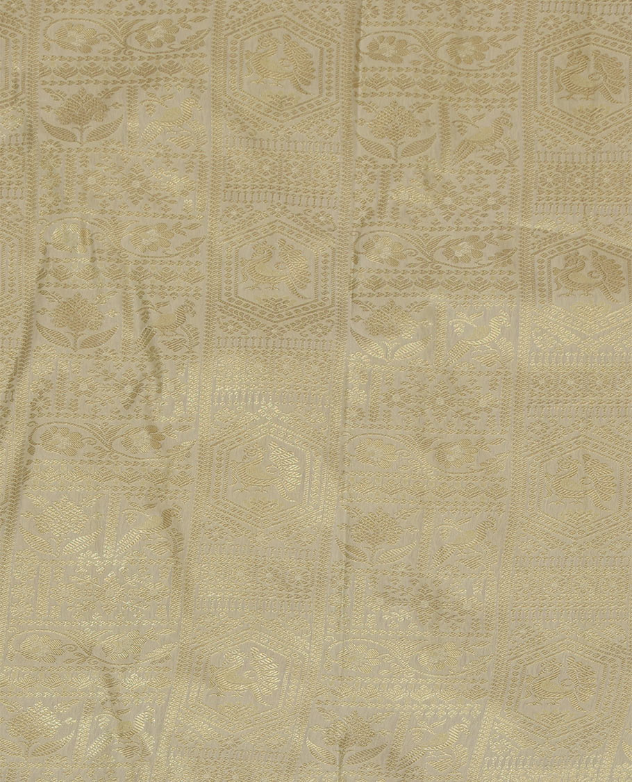 Cream Art Silk Pavadai Material Set