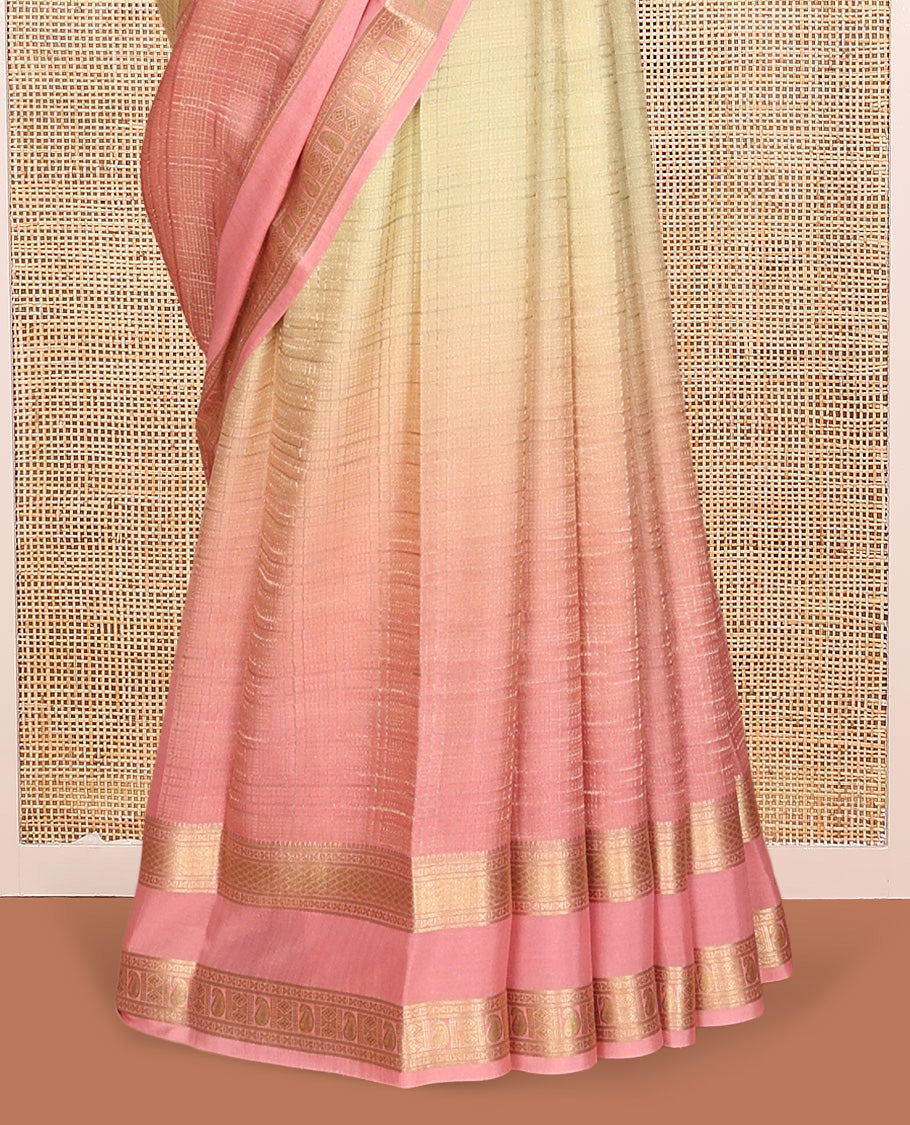 Multi-Color Ombre-Style Checked Mysore Silk Saree, Highlighted by a Traditional Zari Border, Floral Pallu, and a Matching Blouse