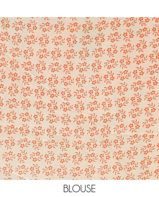 Blue floral machine printed kalamkari cotton saree, contrast human motifs, and pichwai cow printed border, and pallu of peacock print