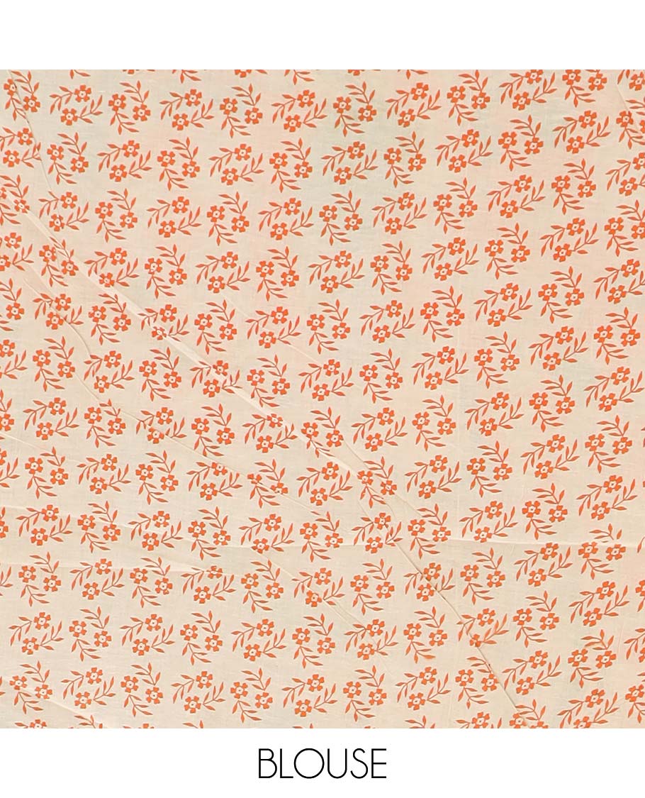 Blue floral machine printed kalamkari cotton saree, contrast human motifs, and pichwai cow printed border, and pallu of peacock print