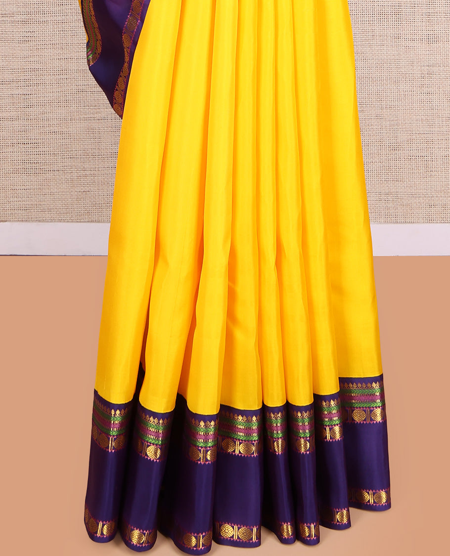 Yellow Plain Kanchipuram Silk Saree